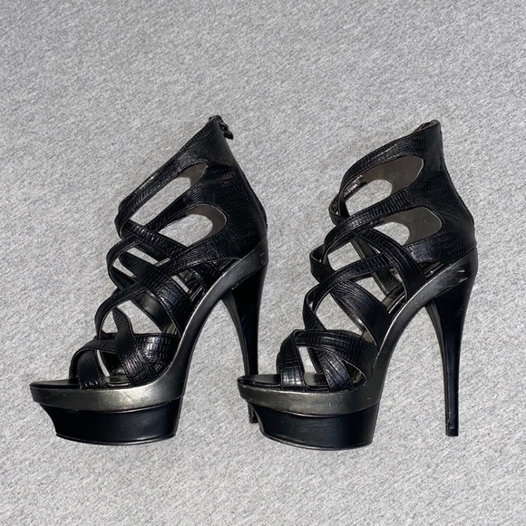 Bebe Adrianna Strappy Platform Heels Size 7 - Picture 10 of 11